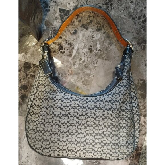 Coach - Authentic Black & Grey Signature Soho Hobo Handbag - Picture 4 of 6